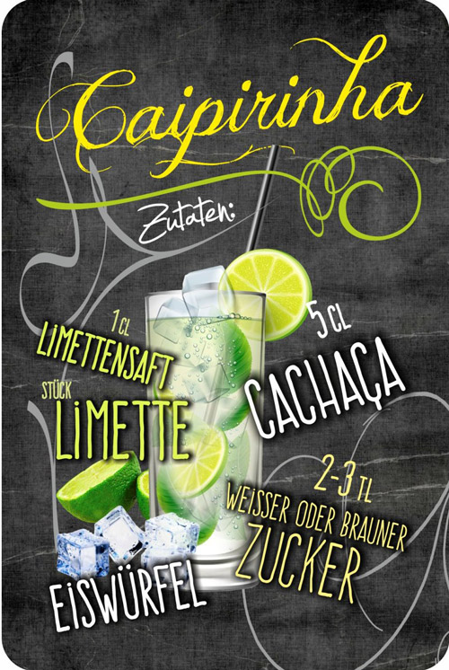 Blechschild Caipirinha Cocktail - 20x30 cm