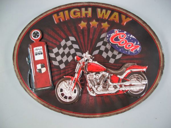 Blechschild High Way - 58x44 cm