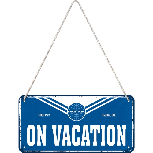 Hängeschild Pan Am On Vacation - Nostalgic-Art - 20x10 cm