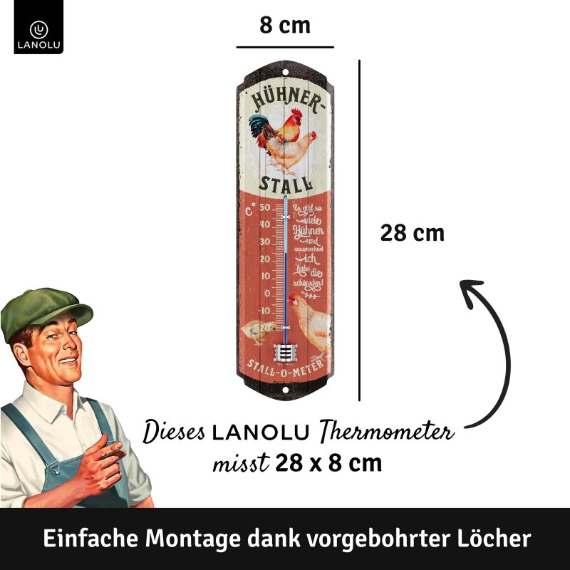 Thermometer Hühnerstall - 28 x 8 cm