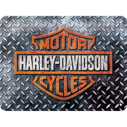 Harley-Davidson Blechschild Diamond Plate - Nostalgic-Art - 15x20 cm