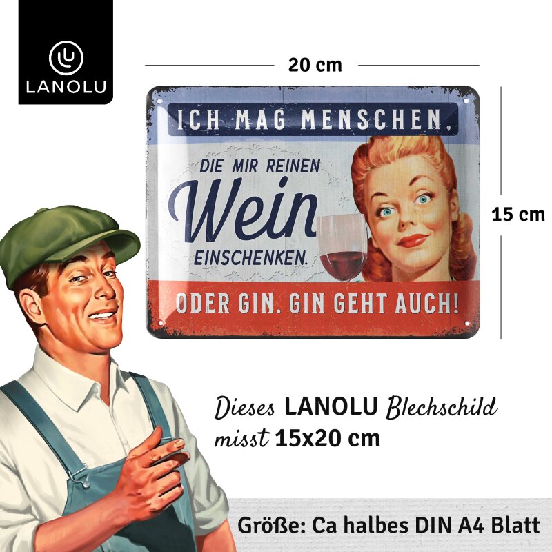 Blechschild Ich mag Menschen - 15x20 cm