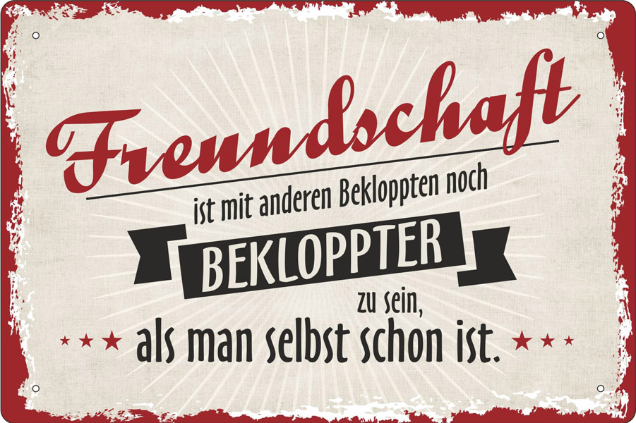 Blechschild Freundschaft ist mit anderen Bekloppten noch bekloppter zu sein - 20x30 cm
