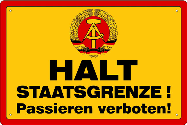 Blechschild Halt Staatsgrenze DDR - 20x30 cm