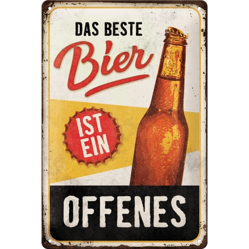 Blechschild Das beste Bier ist ein offenes - Nostalgic-Art - 20x30 cm