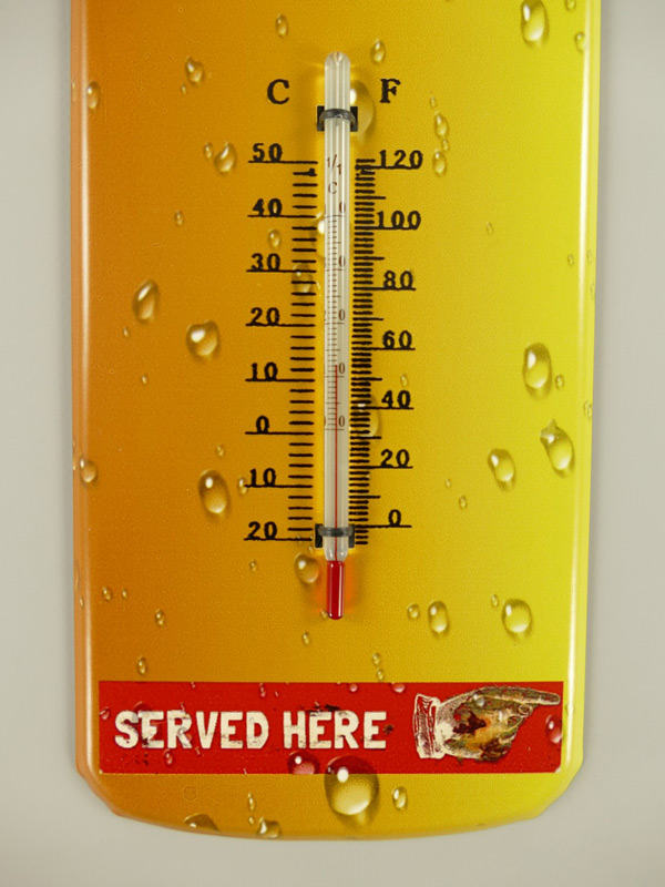 Blechschild Drink Good Beer mit Thermometer 13x45 cm