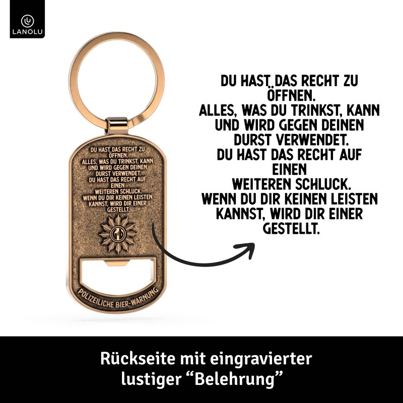 Schlüsselanhänger Polizei aufmachen - mit Flaschenöffner - 14×9 cm