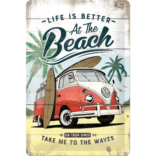 Blechschild VW Bulli Beach - Nostalgic-Art - 20x30 cm