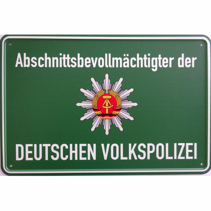 Blechschild Abschnittsbevollmächtigter der deutschen Volkspolizei - 20x30 cm