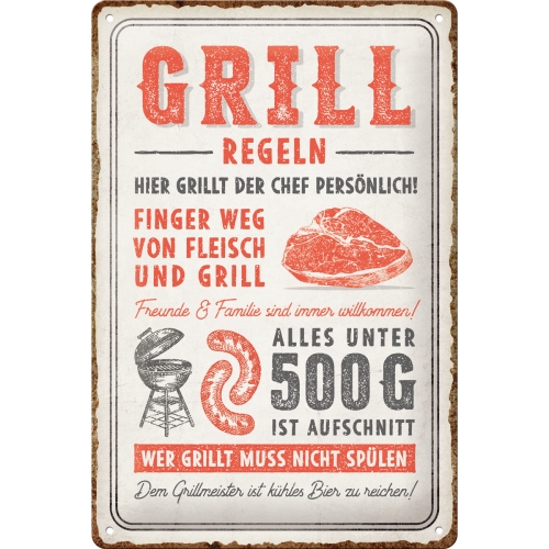 Grillregeln Blechschild - Nostalgic-Art - 20x30 cm