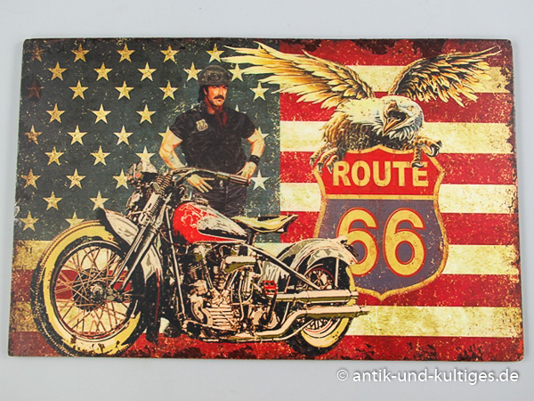 Blechschild Route 66 - 55x35 cm