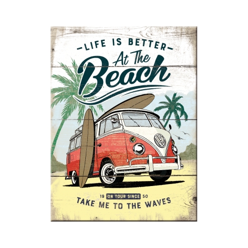 Kühlschrank-Magnet VW Bulli Beach - Nostalgic-Art - 6x8 cm