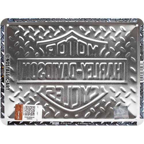Harley-Davidson Blechschild Diamond Plate - Nostalgic-Art - 15x20 cm