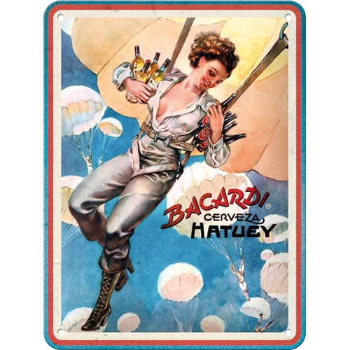 Bacardi Blechschild Cerveza Hatuey Pin Up Girl - Nostalgic-Art - 15x20 cm