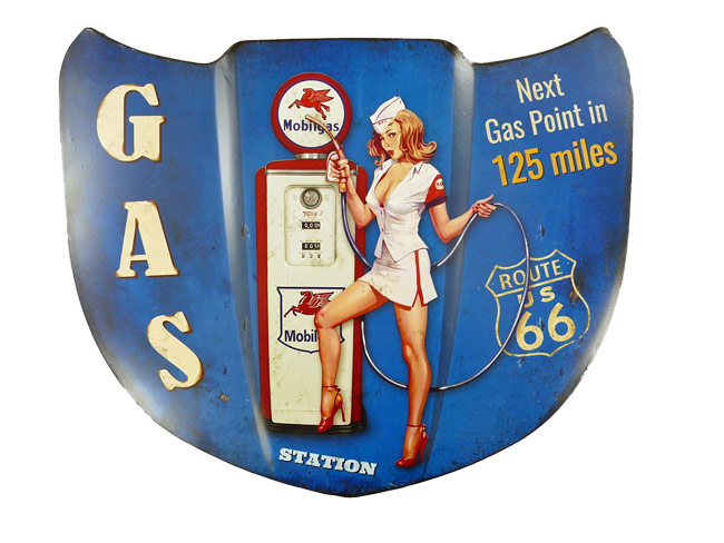 Blechschild Motorhaube Gas Station Route 66 - 40x32 cm