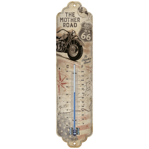 Thermometer Route 66 Bike Map - Nostalgic-Art - 6,5x28 cm
