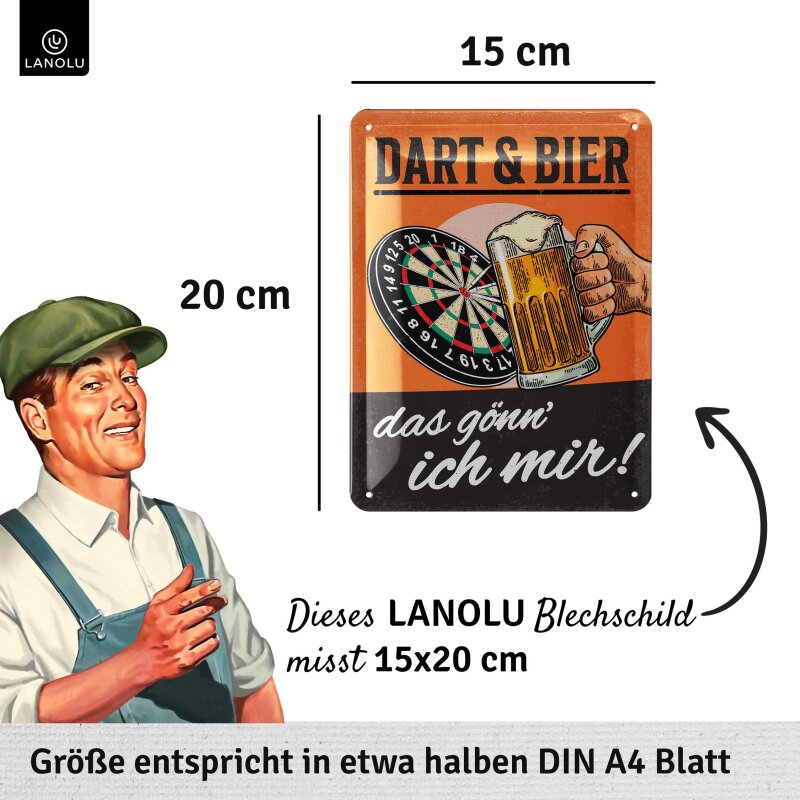 Blechschild Dart & Bier - 15x20 cm