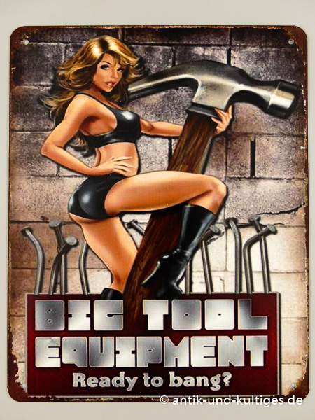 Blechschild Big Tool - Pin Up Girl - 20x25 cm