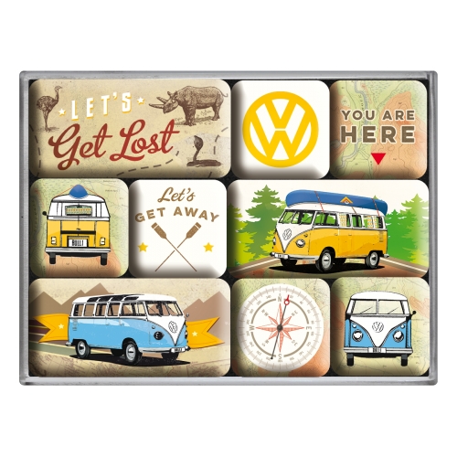Kühlschrank-Magnet-Set VW Bulli Let's Get Lost - Nostalgic-Art