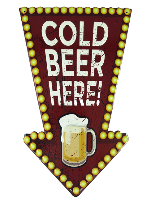 Blechschild Cold Beer here - 30x50 cm