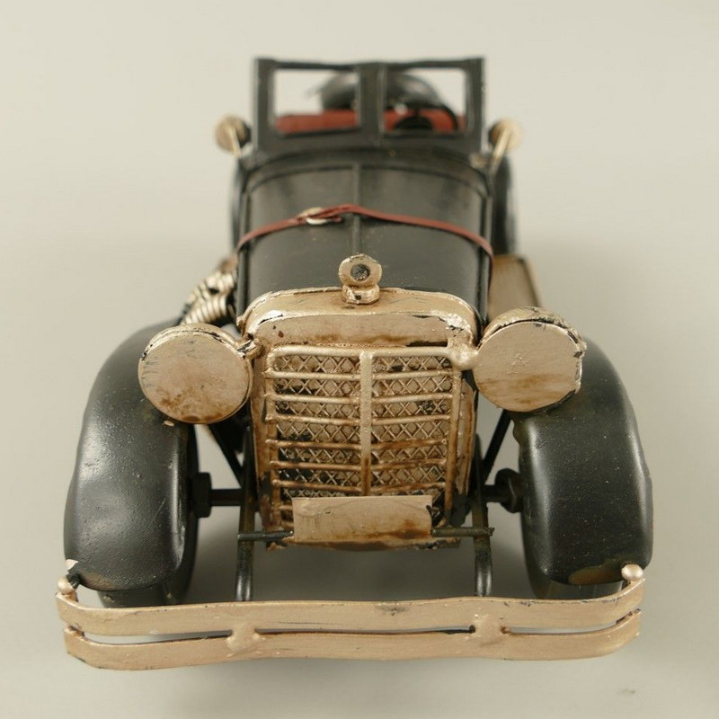 Cabrio Blechauto Schwarz – Nostalgisches Modellauto als stilvolle Deko & Geschenkidee 25 cm