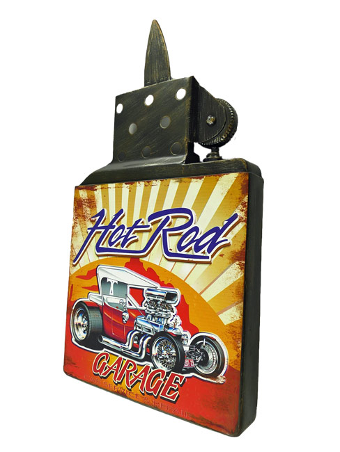 Blechschild Feuerzeug Hot Rod - 30x55 cm