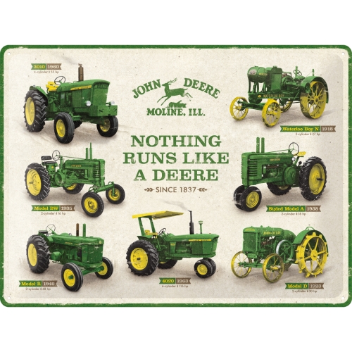 John Deere Modelle Blechschild Model Chart - Nostalgic-Art - 30x40 cm