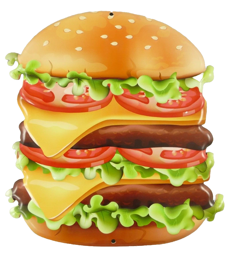 Tolles Blechschild Hamburger – Burger Food Deko für Küche, Imbiss & Burger-Fans 23 cm
