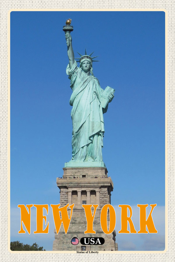 Holzschild New York Freiheitsstatue Statue of Liberty Wandbild - 20x30 cm