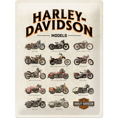 Harley-Davidson Blechschild Model Chart - Nostalgic-Art - 30x40 cm